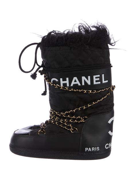 chanel black grey white snow boots|chanel booties.